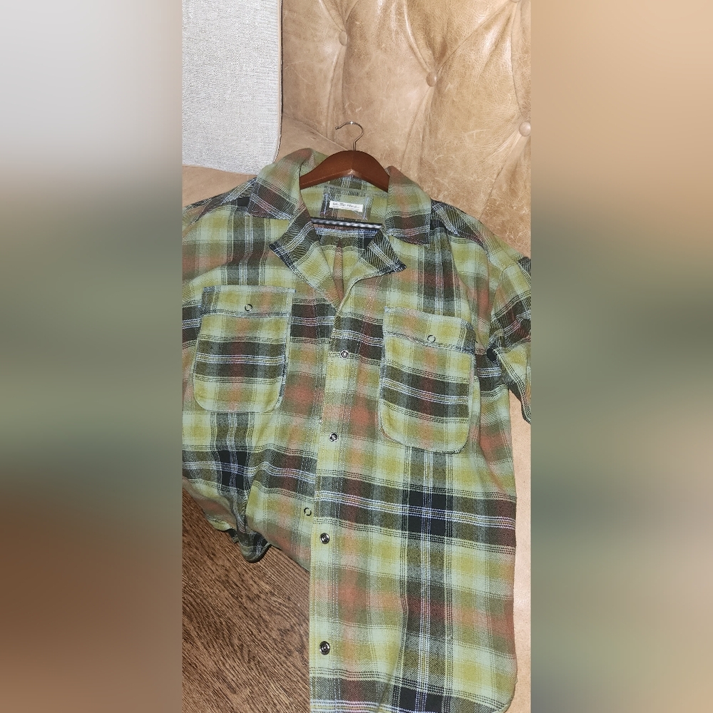 Free people plaid flanel  green shirt
